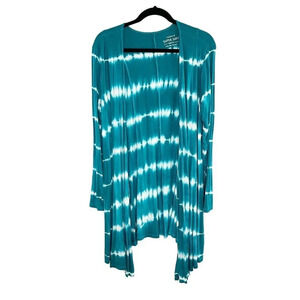 Torrid Teal & White Tie Dye Drape Front Super Soft Cardigan Women's Plus Size 1X